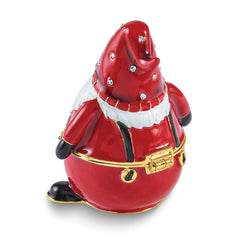 Luxury Giftware by Jere Bejeweled TOMTE Santa Claus Gnome Trinket Box with Matching 18 inch Necklace