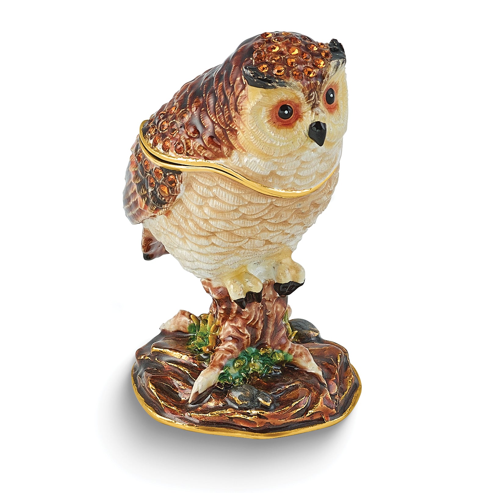 Luxury Giftware by Jere Bejeweled BRODWIN Owl Trinket Box with Matching 18 inch Necklace Main image