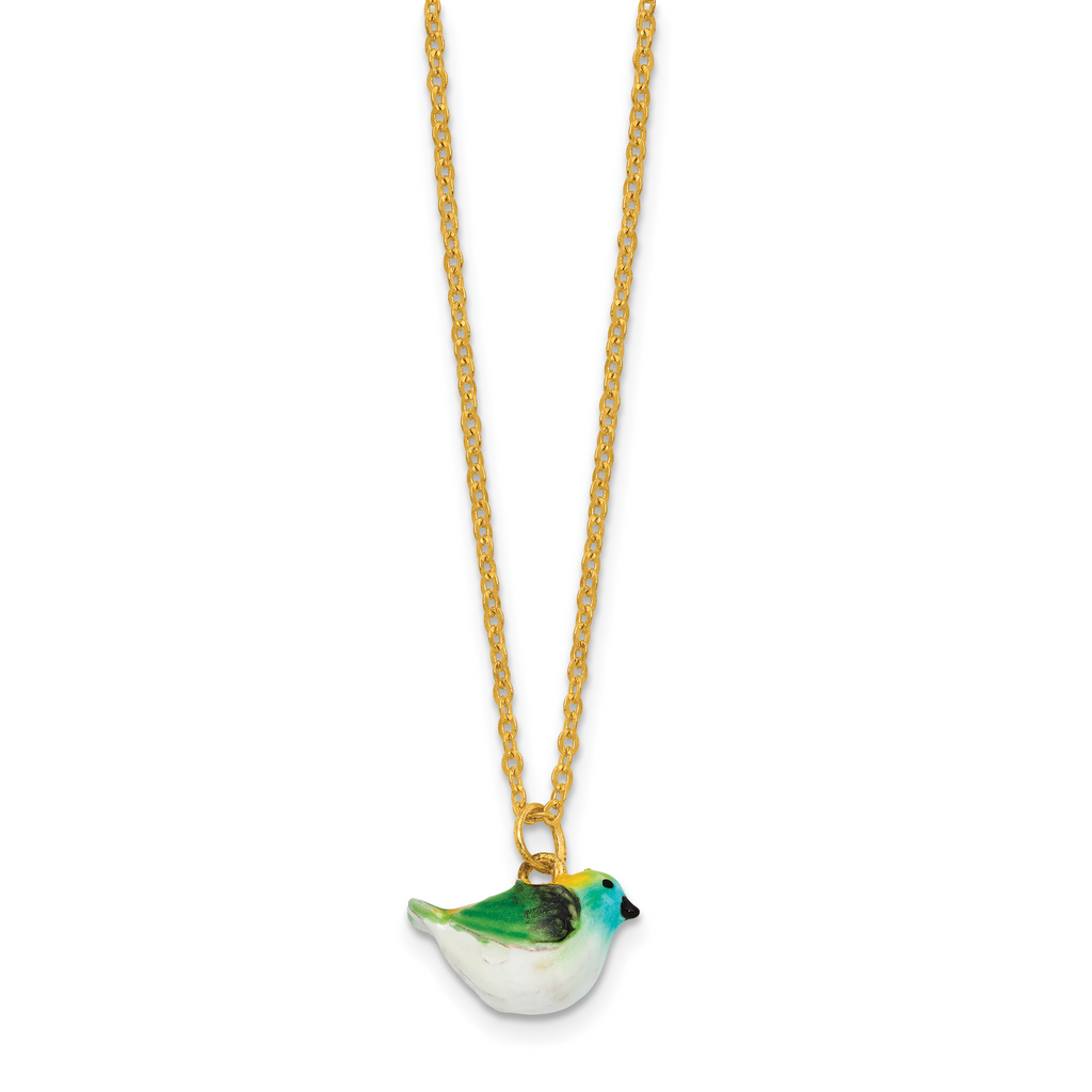 Luxury Giftware by Jere Bejeweled MELODIE Tanager Bird on Branch Trinket Box with Matching 18 inch Necklace