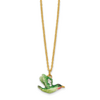 Luxury Giftware by Jere Bejeweled PAIGE Hummingbird on Iris Flower Trinket Box with Matching 18 inch Necklace