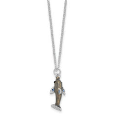 Luxury Giftware by Jere Bejeweled TRANQUIL REEF Dolphin with Turtle and Fish Trinket Box with Matching 18 inch Necklace