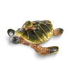 Luxury Giftware by Jere Bejeweled MIDORI AND UMI Turtle Family Trinket Box with Matching 18 inch Necklace