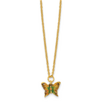 Luxury Giftware by Jere Bejeweled BASHFUL Butterfly on Hydrangea Trinket Box with Matching 18 inch Necklace