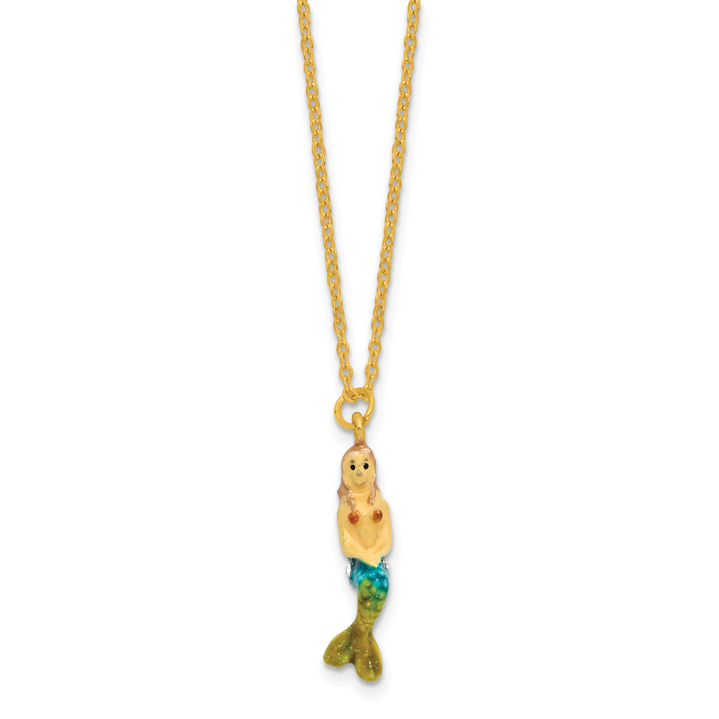 Luxury Giftware by Jere Bejeweled NERISSA Mermaid on Coral Trinket Box with Matching 18 inch Necklace