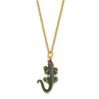 Luxury Giftware by Jere Bejeweled CONRAD Chameleon on Branch Trinket Box with Matching 18 inch Necklace