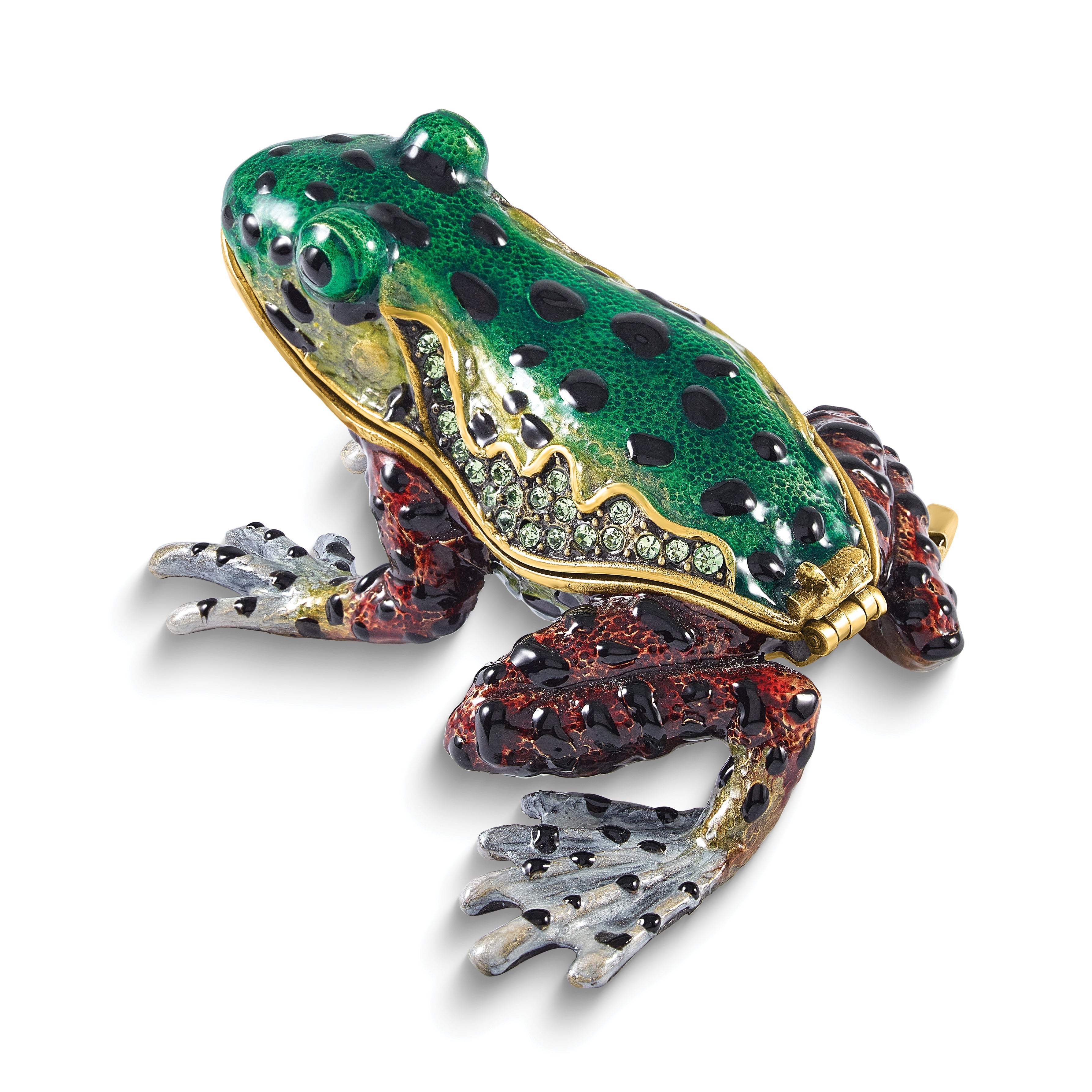Luxury Giftware by Jere Bejeweled FERGUSON Frog Trinket Box with Matching 18 inch Necklace