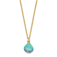 Luxury Giftware by Jere Bejeweled CYAN Blue Clam Shell Trinket Box with Matching 18 inch Necklace