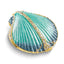 Luxury Giftware by Jere Bejeweled CYAN Blue Clam Shell Trinket Box with Matching 18 inch Necklace