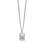 Luxury Giftware by Jere Bejeweled ALLURING Rectangle Silver-tone Heart Trinket Box with Matching 18 inch Necklace