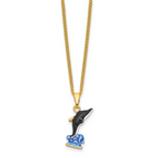 Luxury Giftware by Jere Bejeweled BLADE Swordfish on Wave Trinket Box with Matching 18 inch Necklace