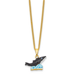 Luxury Giftware by Jere Bejeweled ONYX Killer Whale on Wave Trinket Box with Matching 18 inch Necklace