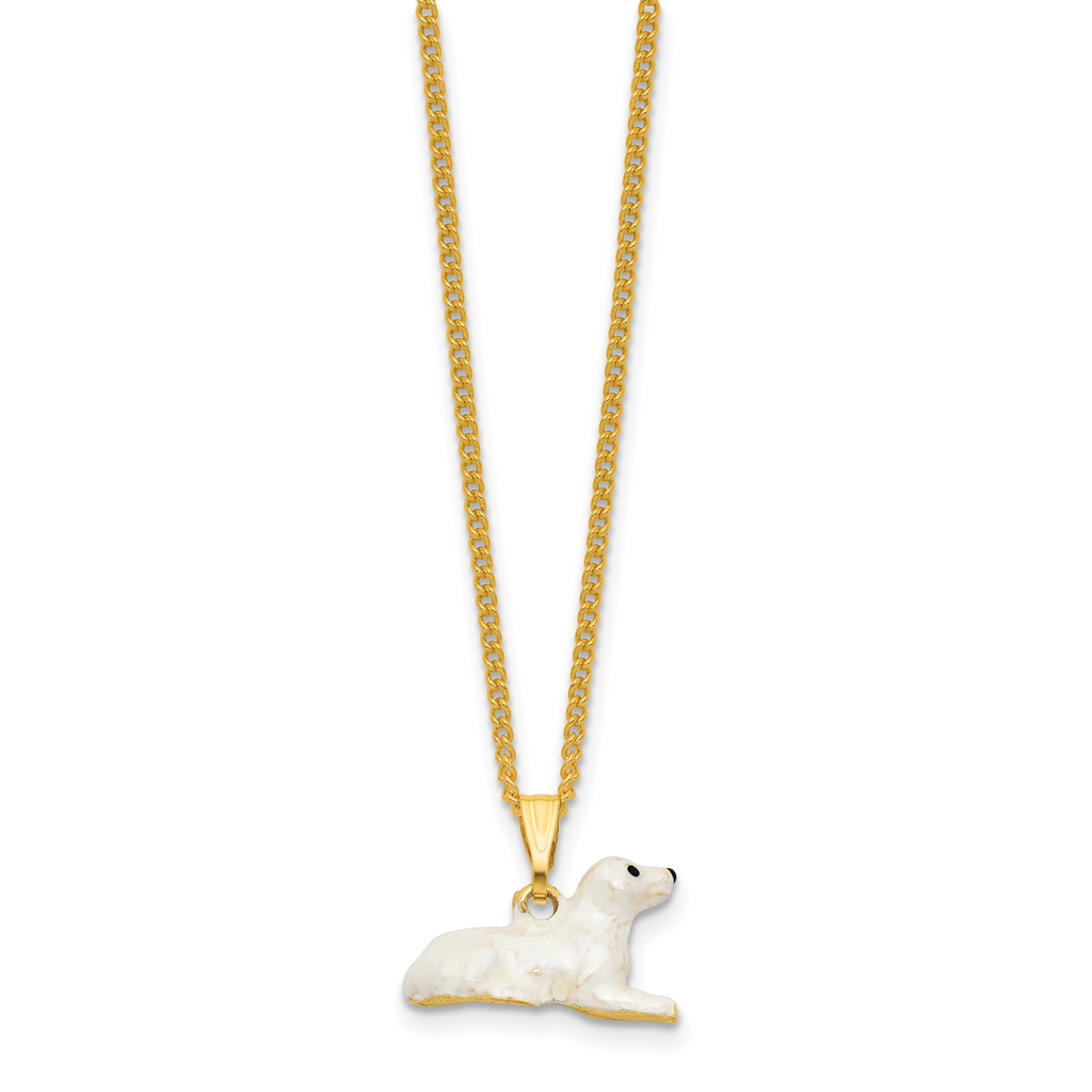 Luxury Giftware by Jere Bejeweled BERNADETTE White Laying Poodle Trinket Box with Matching 18 inch Necklace
