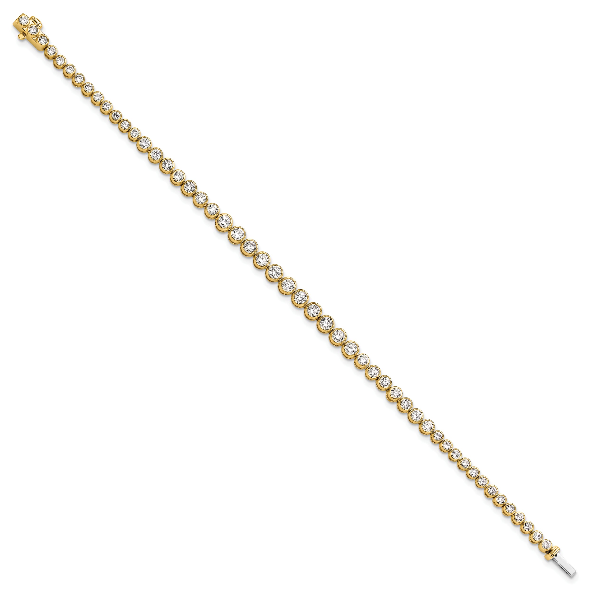 14k 3 carat Lab Grown Diamond VS/SI+ G+ Complete Round Bezel Set 7 inch Tennis Bracelet