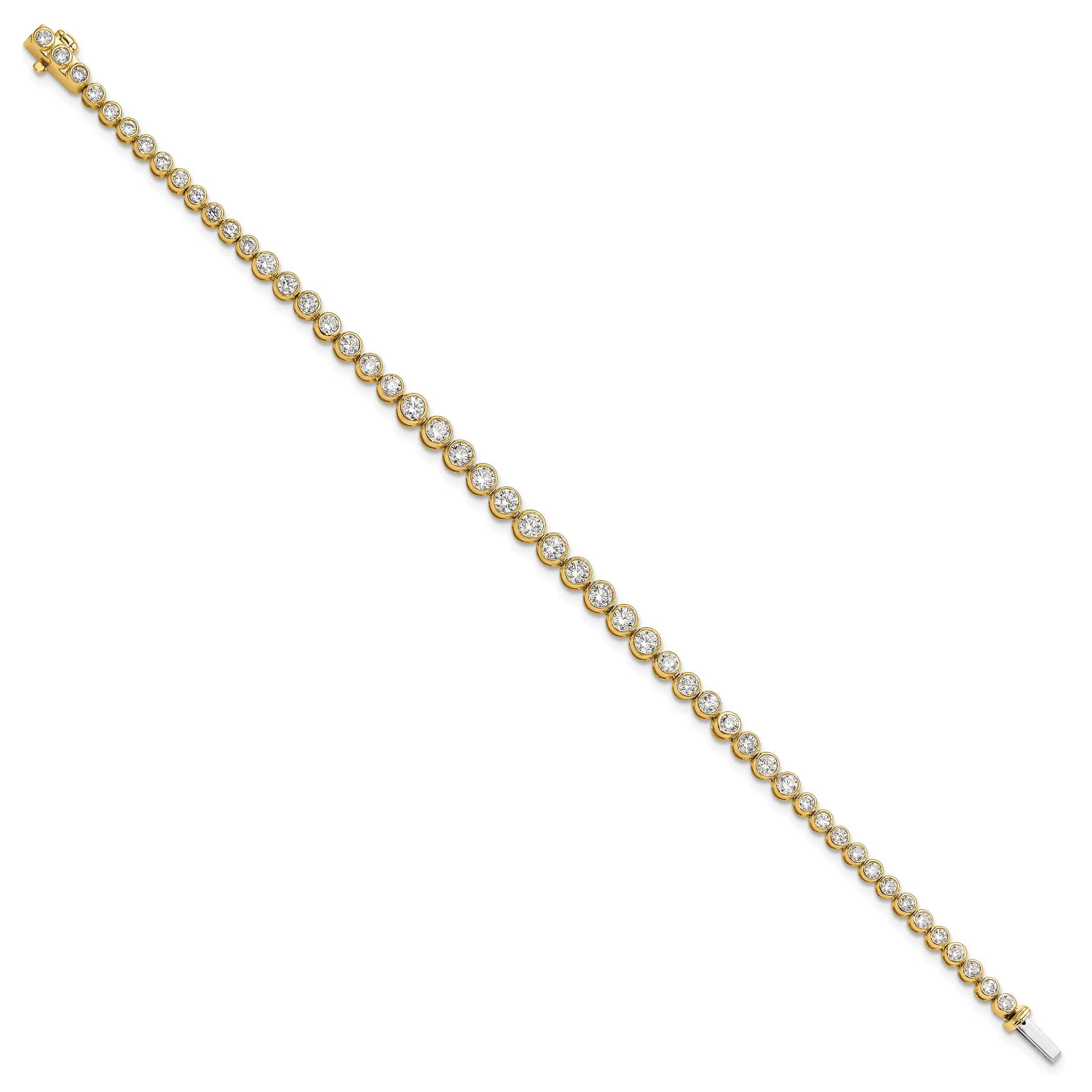 14k 3 carat Lab Grown Diamond VS/SI+ G+ Complete Round Bezel Set 7 inch Tennis Bracelet Secondary image