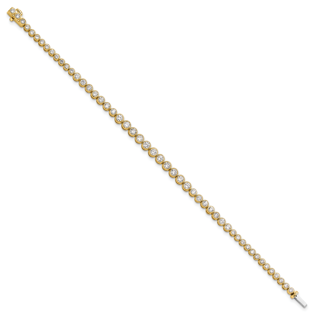 14k 3 carat Lab Grown Diamond VS/SI+ G+ Complete Round Bezel Set 7 inch Tennis Bracelet