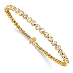 14k 3 carat Lab Grown Diamond VS/SI+ G+ Complete Round Bezel Set 7 inch Tennis Bracelet