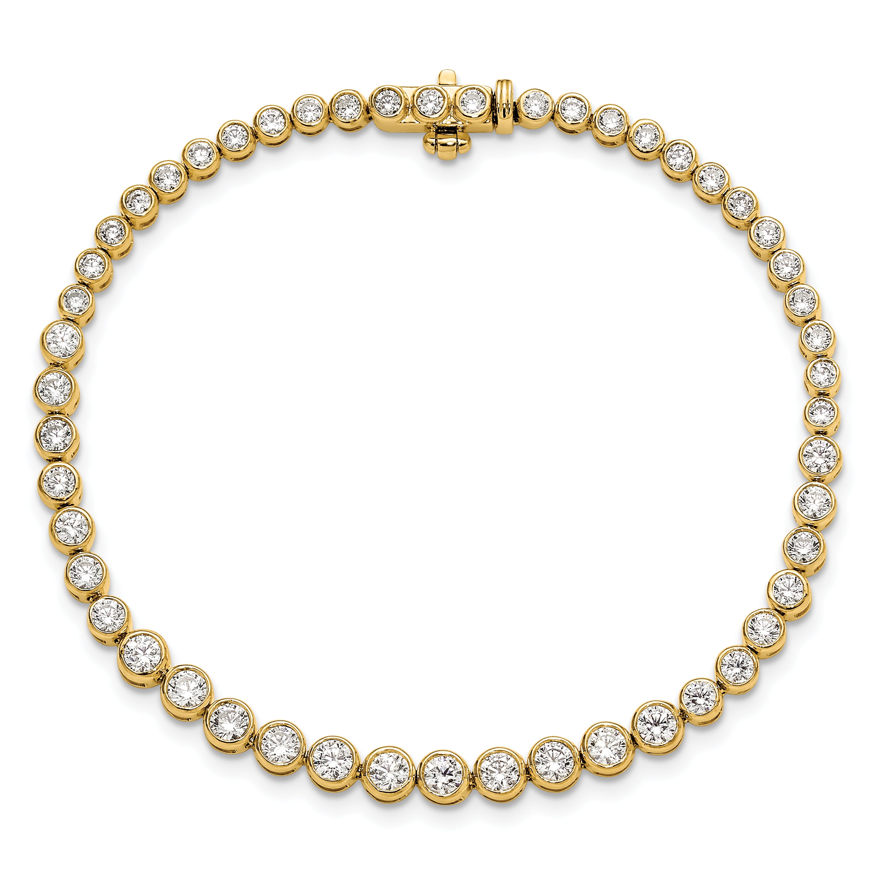 14k 3 carat Lab Grown Diamond VS/SI+ G+ Complete Round Bezel Set 7 inch Tennis Bracelet