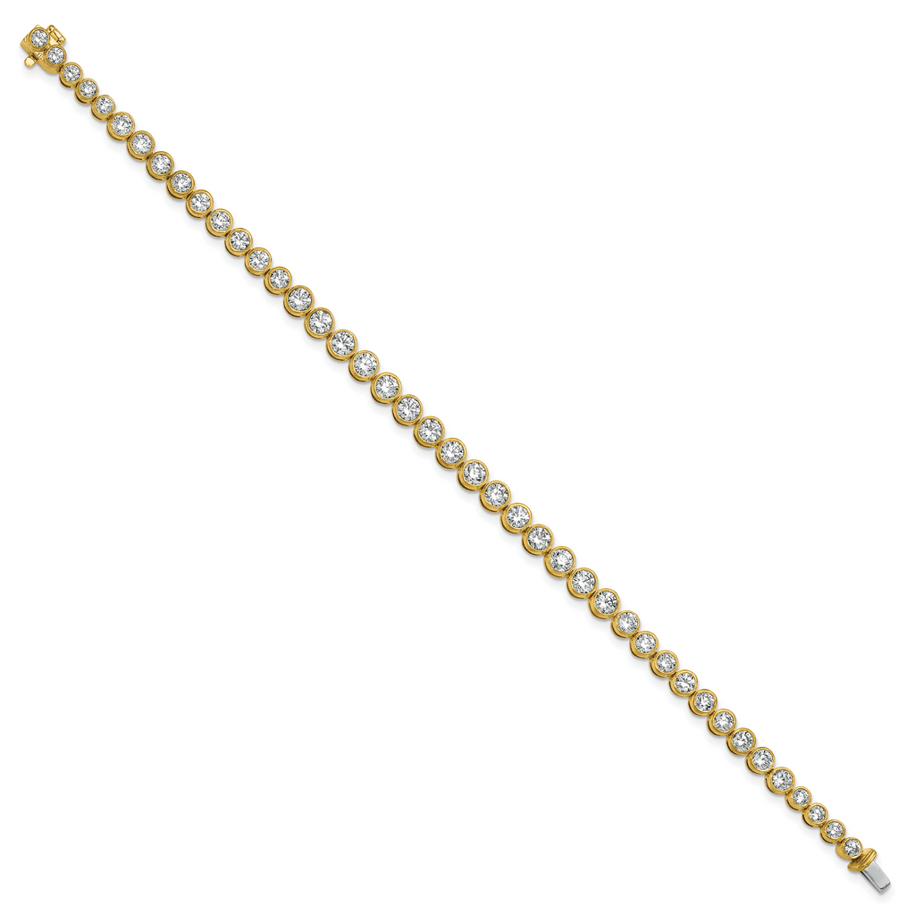 14k 5 carat Lab Grown Diamond VS/SI+ G+ Complete Round Bezel Set 7 inch Tennis Bracelet