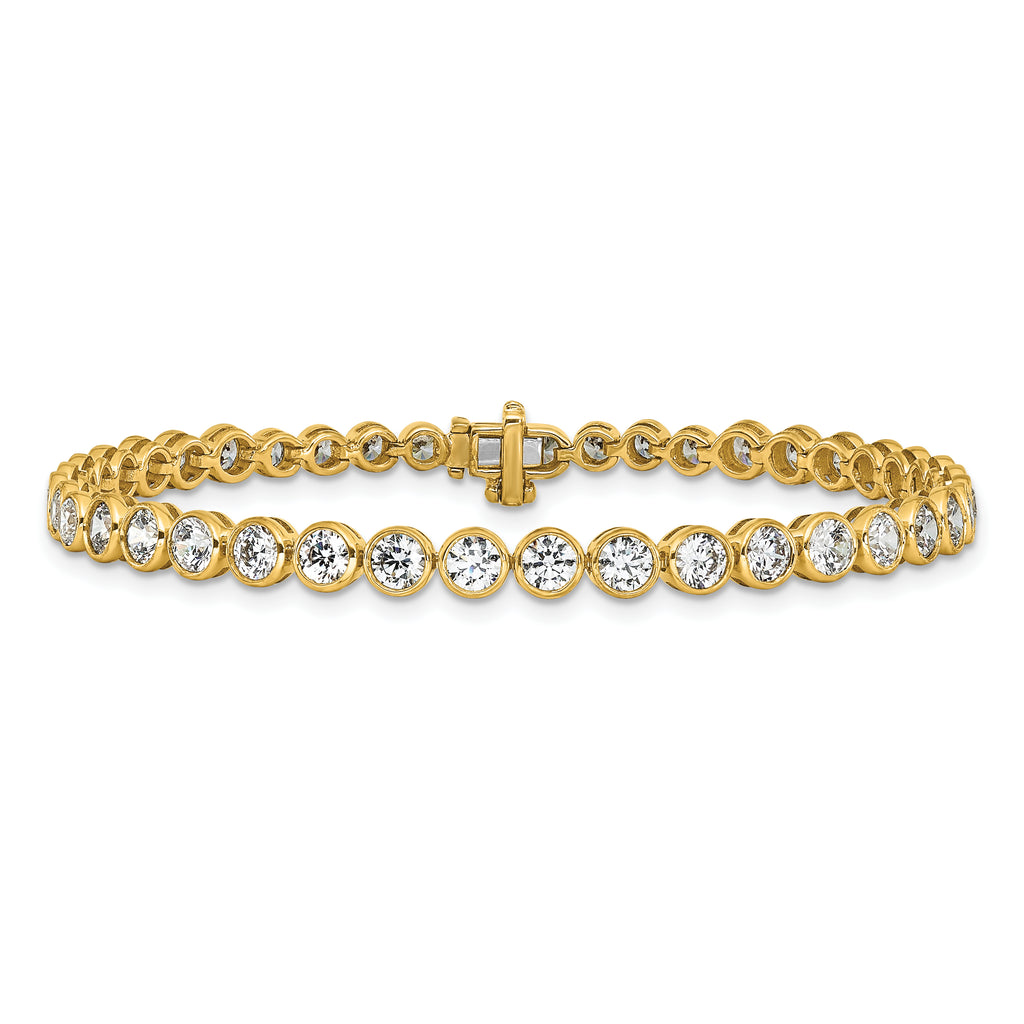 14k 5 carat Lab Grown Diamond VS/SI+ G+ Complete Round Bezel Set 7 inch Tennis Bracelet