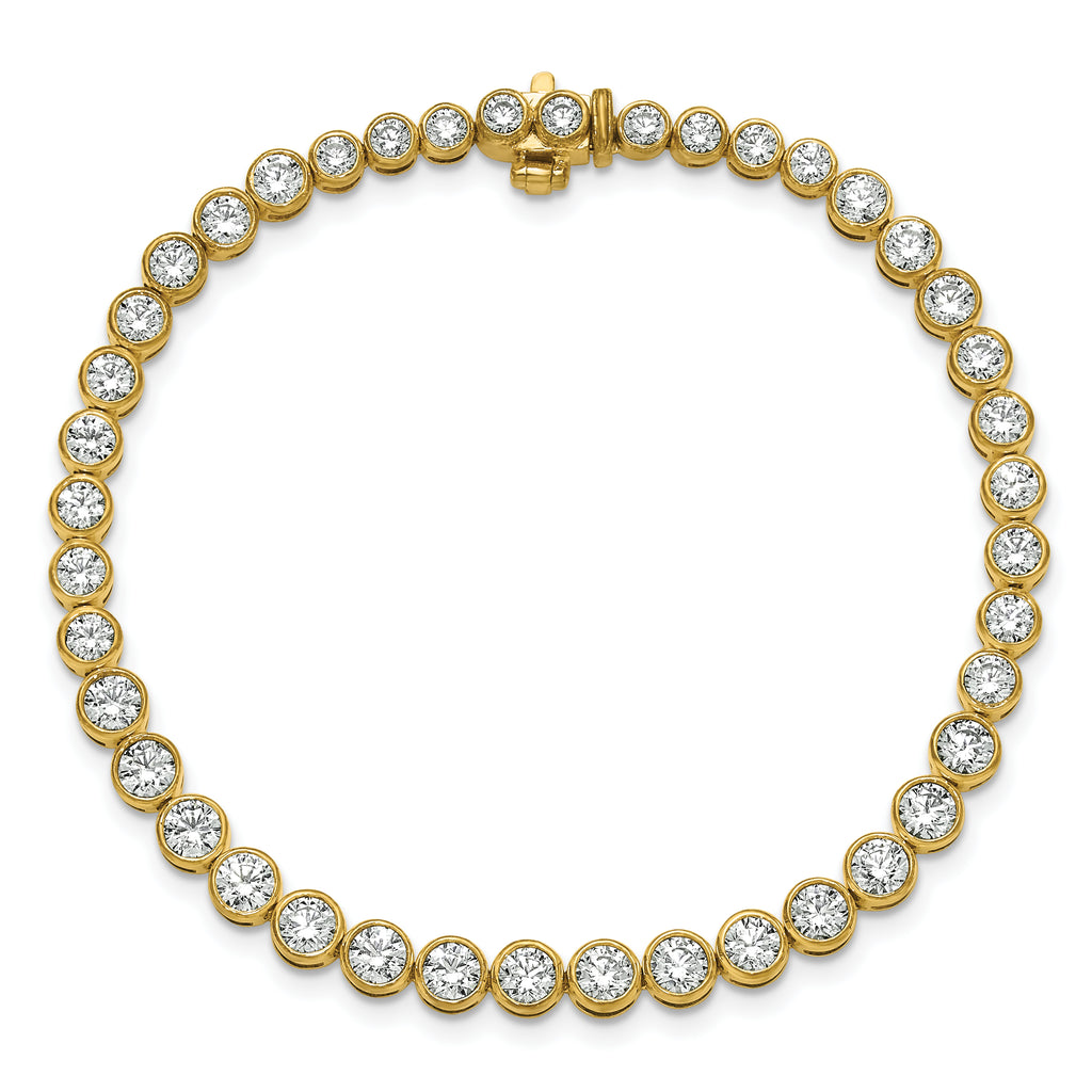 14k 5 carat Lab Grown Diamond VS/SI+ G+ Complete Round Bezel Set 7 inch Tennis Bracelet
