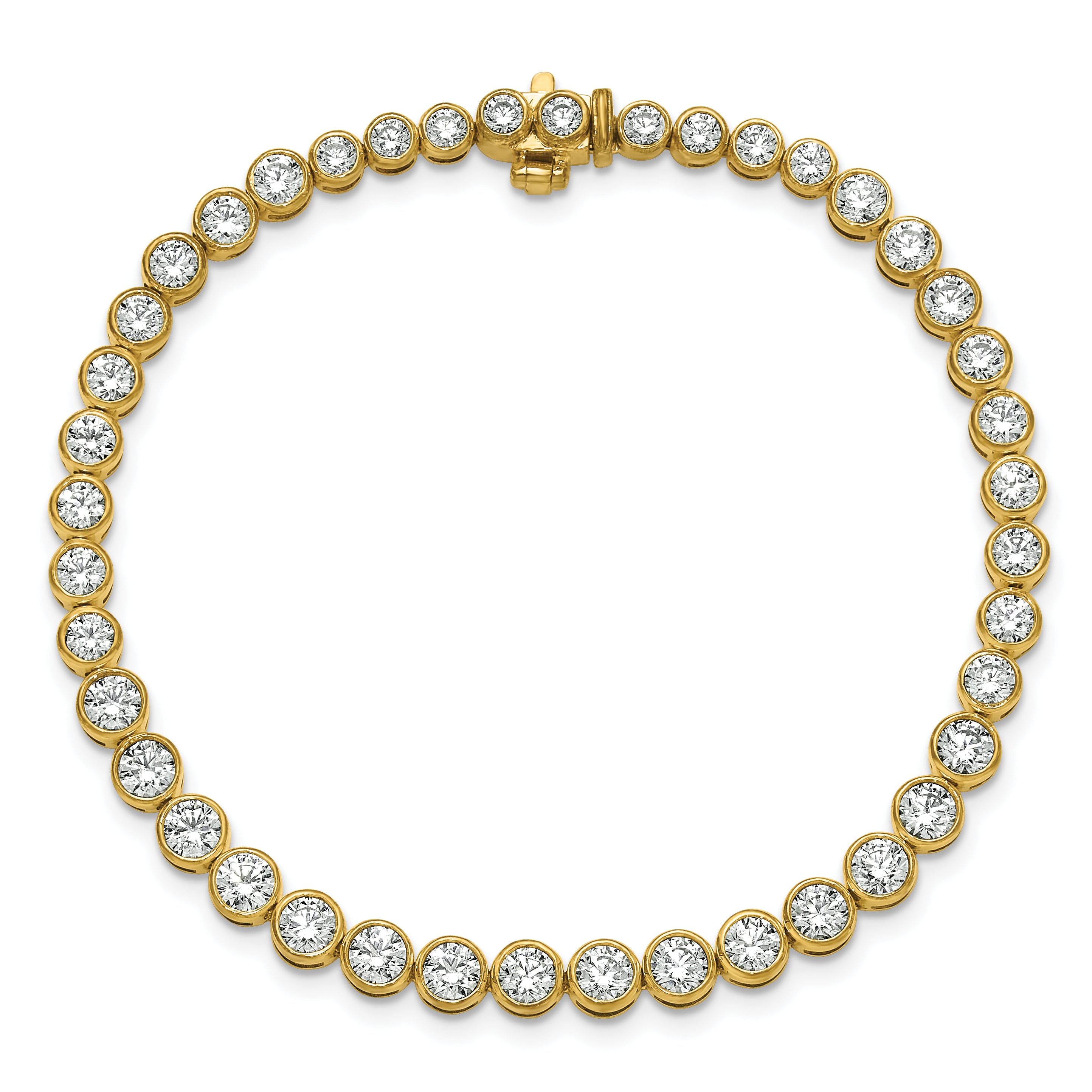14k 5 carat Lab Grown Diamond VS/SI+ G+ Complete Round Bezel Set 7 inch Tennis Bracelet