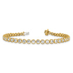 14k 5 carat Lab Grown Diamond VS/SI+ G+ Complete Round Bezel Set 7 inch Tennis Bracelet
