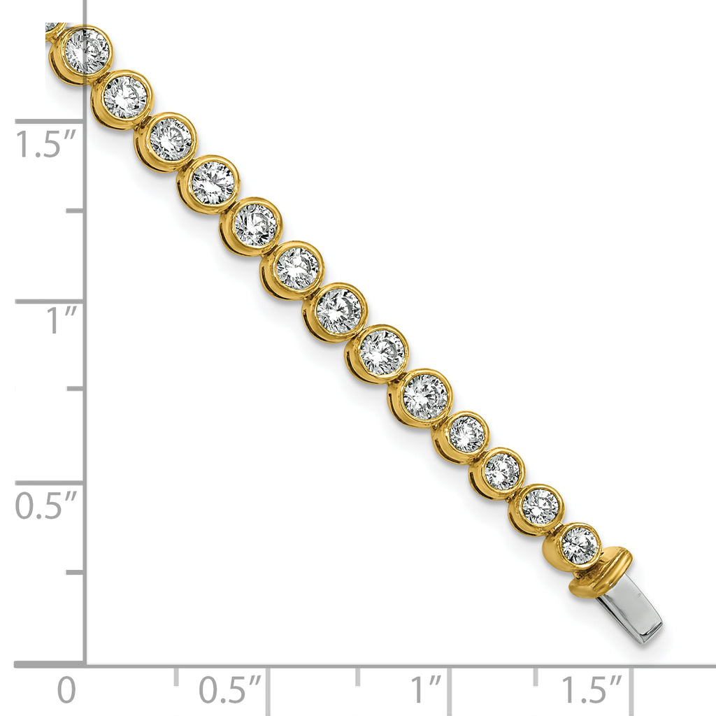 14k 5 carat Lab Grown Diamond VS/SI+ G+ Complete Round Bezel Set 7 inch Tennis Bracelet