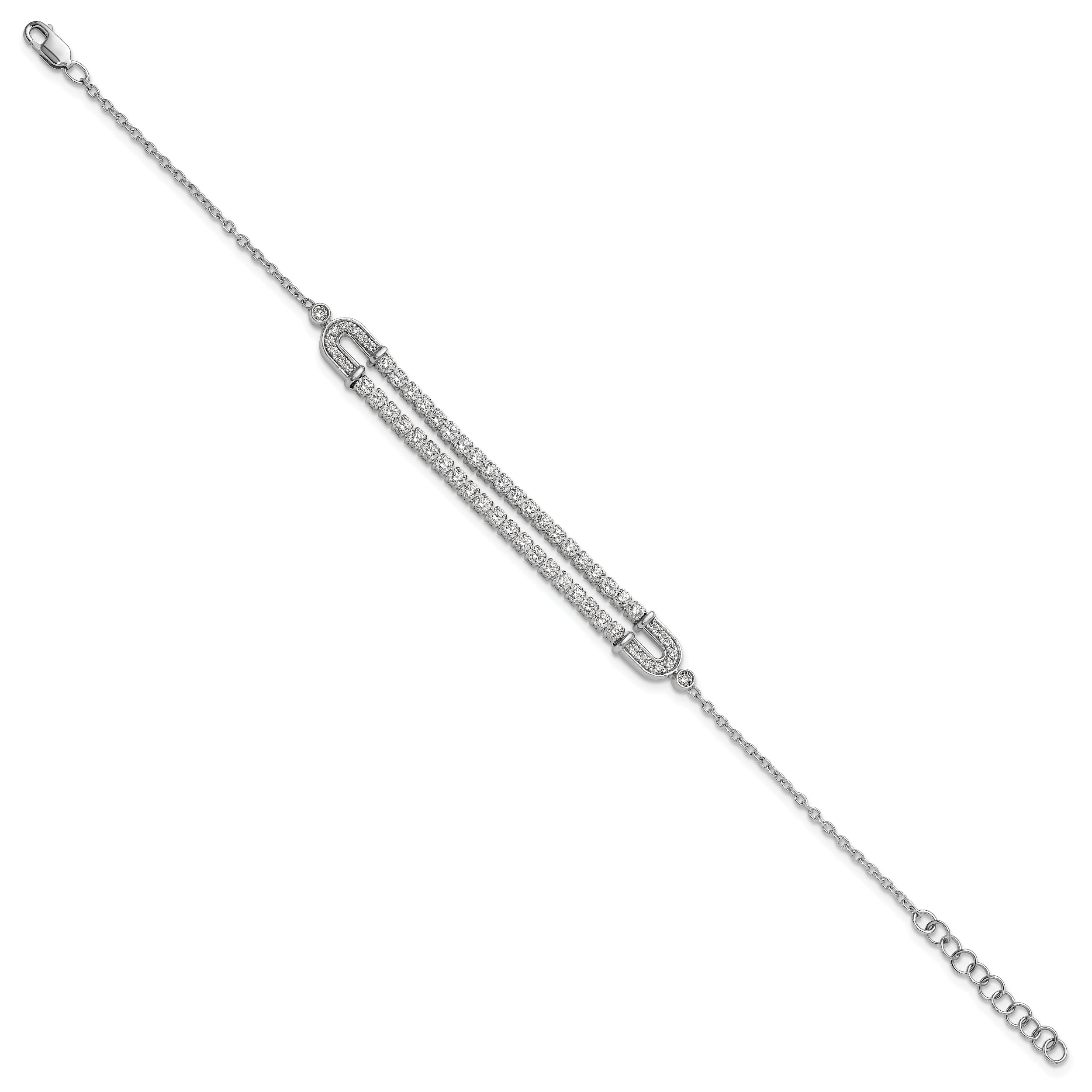 14k White Gold 2 carat Lab Grown Diamond VS/SI+ G+ 6.5 inch with 1 inch extention Bracelet
