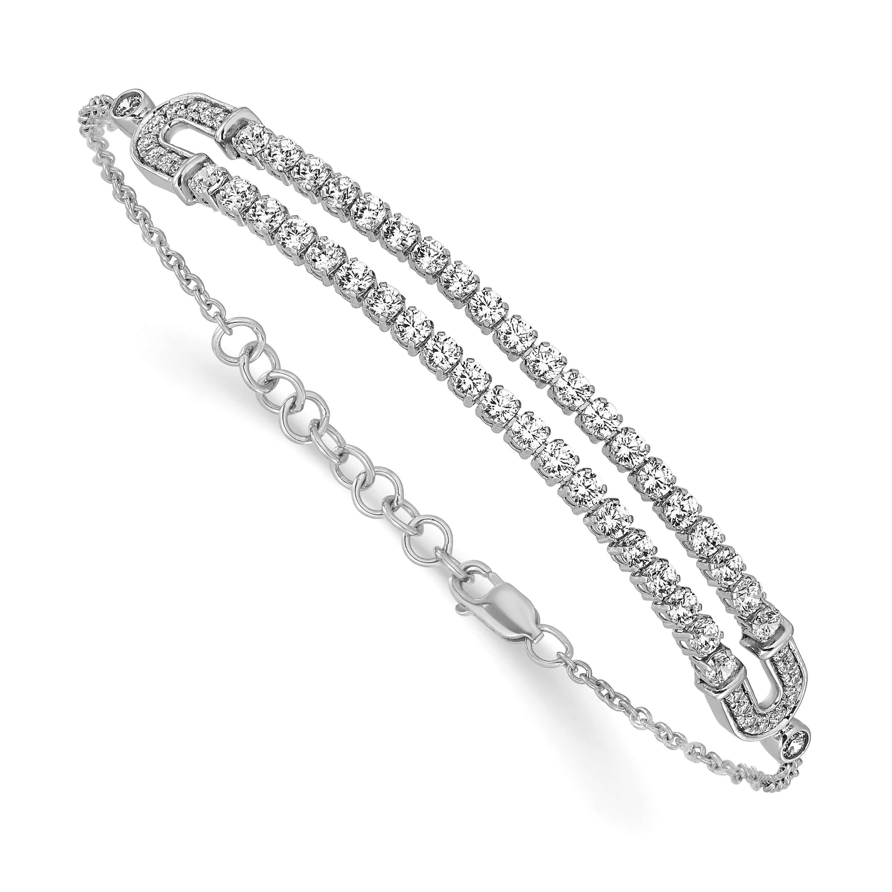 14k White Gold 2 carat Lab Grown Diamond VS/SI+ G+ 6.5 inch with 1 inch extention Bracelet
