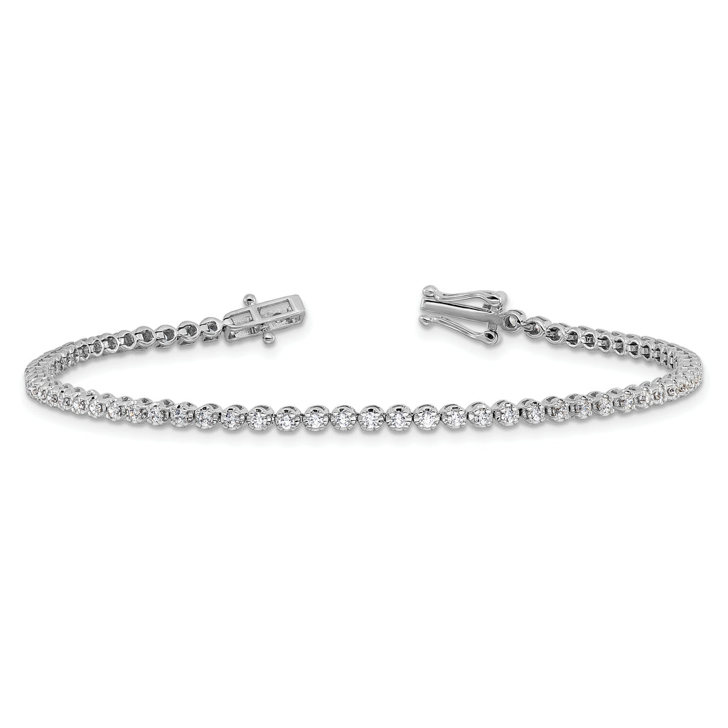 14k White Gold 1 carat Lab Grown Diamond VS/SI+ G+ Round Tennis Bracelet