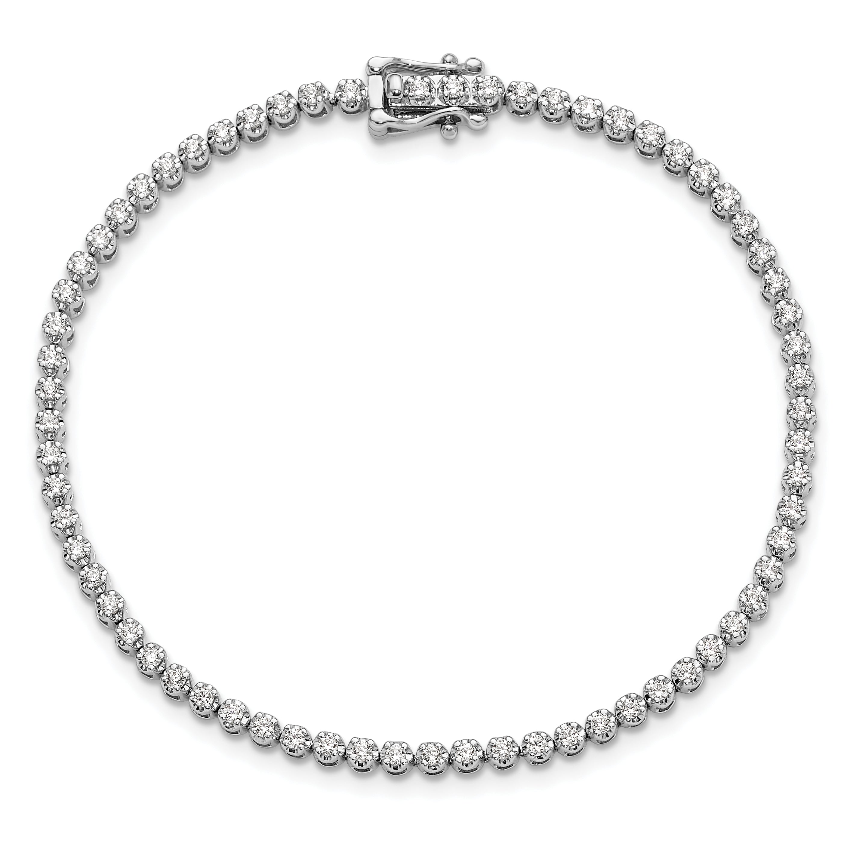 14k White Gold 1 carat Lab Grown Diamond VS/SI+ G+ Round Tennis Bracelet