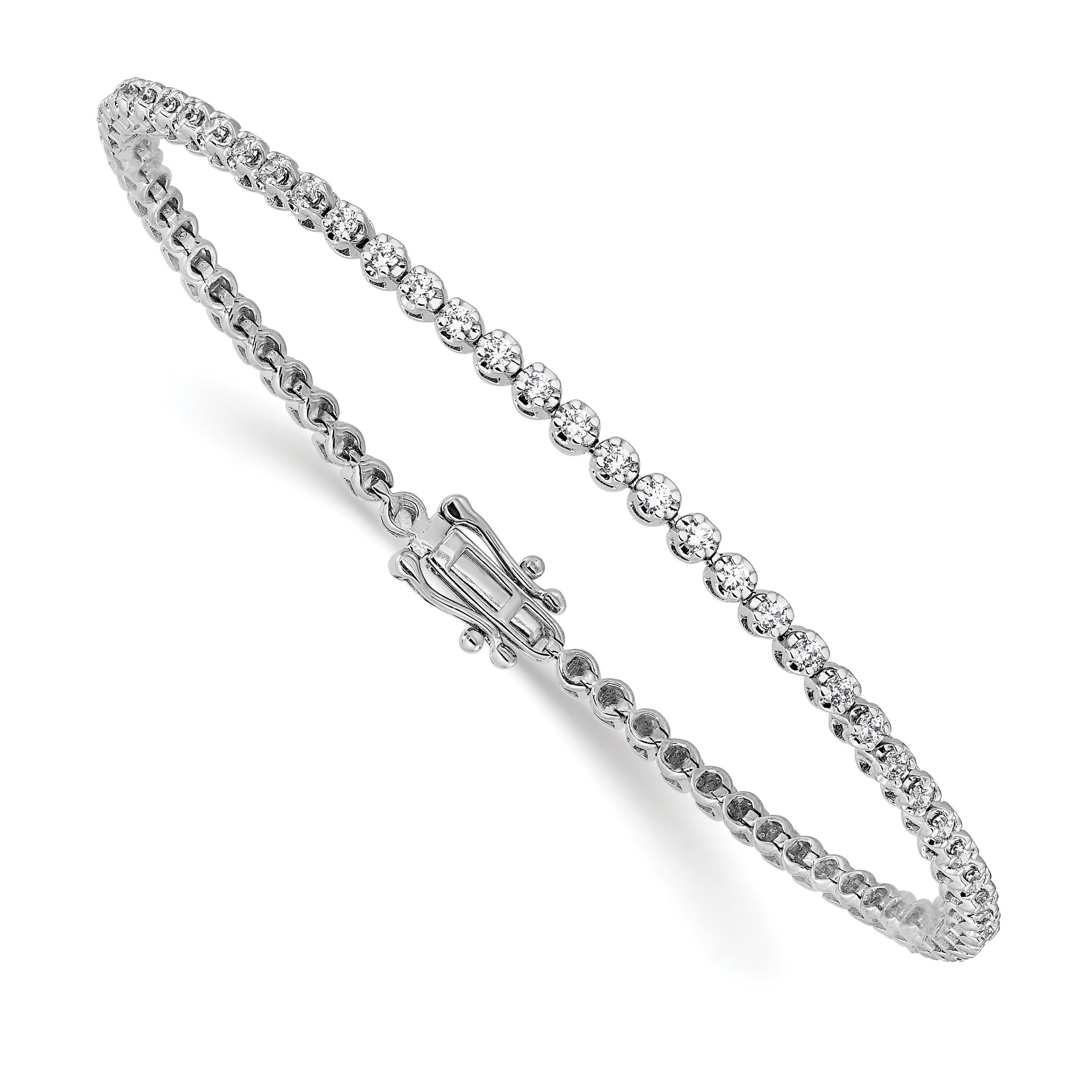 14k White Gold 1 carat Lab Grown Diamond VS/SI+ G+ Round Tennis Bracelet