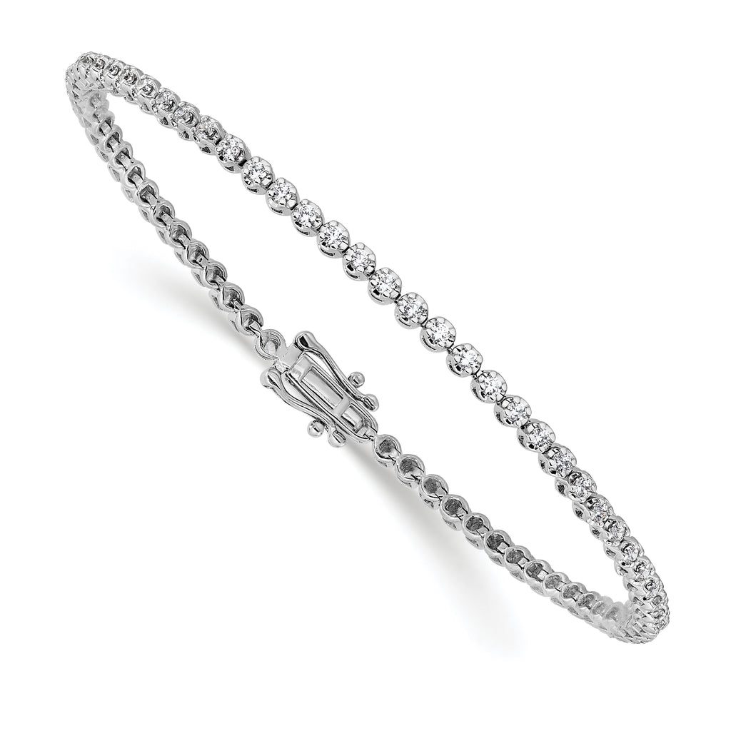 14k White Gold 1 carat Lab Grown Diamond VS/SI+ G+ Round Tennis Bracelet