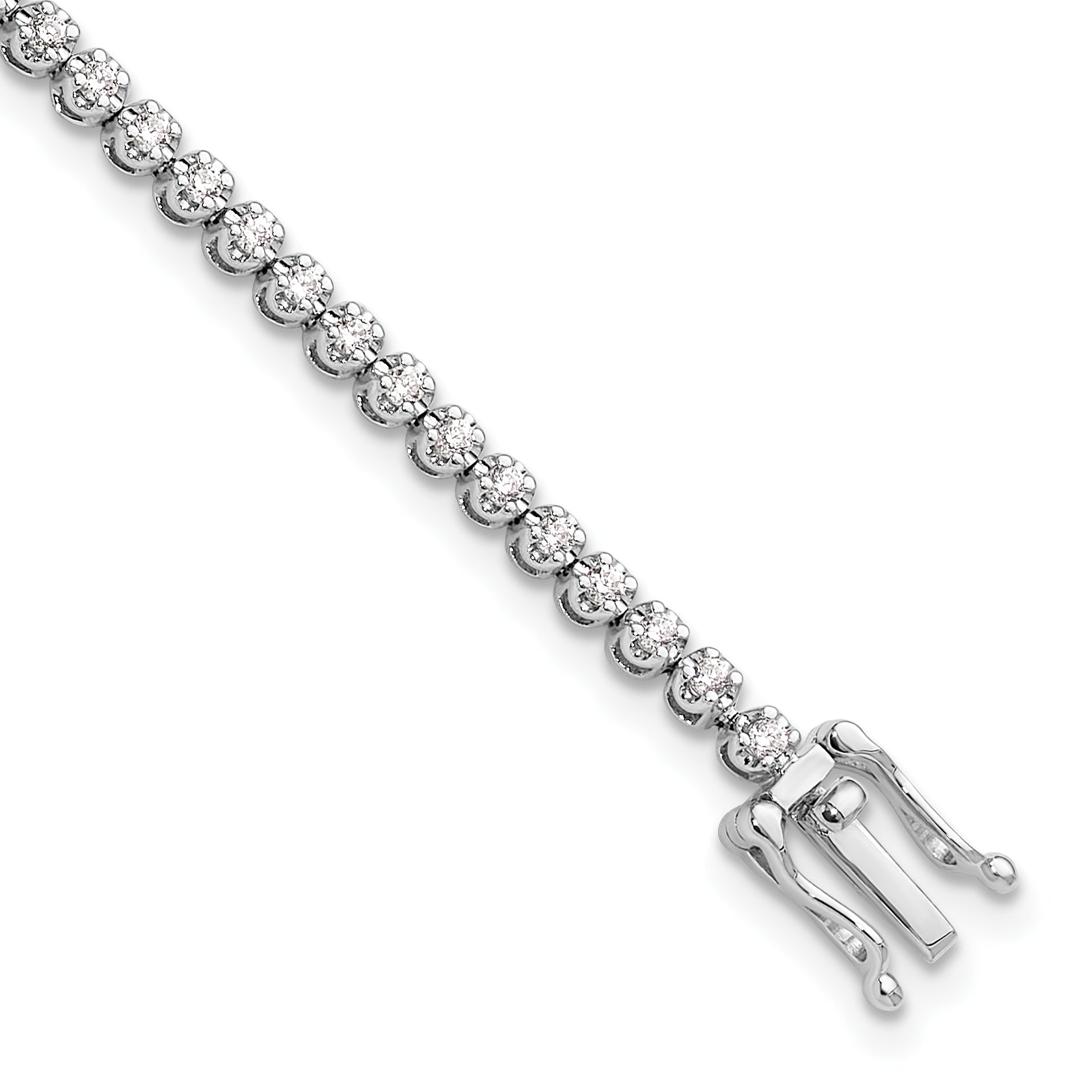 14k White Gold 1 carat Lab Grown Diamond VS/SI+ G+ Round Tennis Bracelet Main image