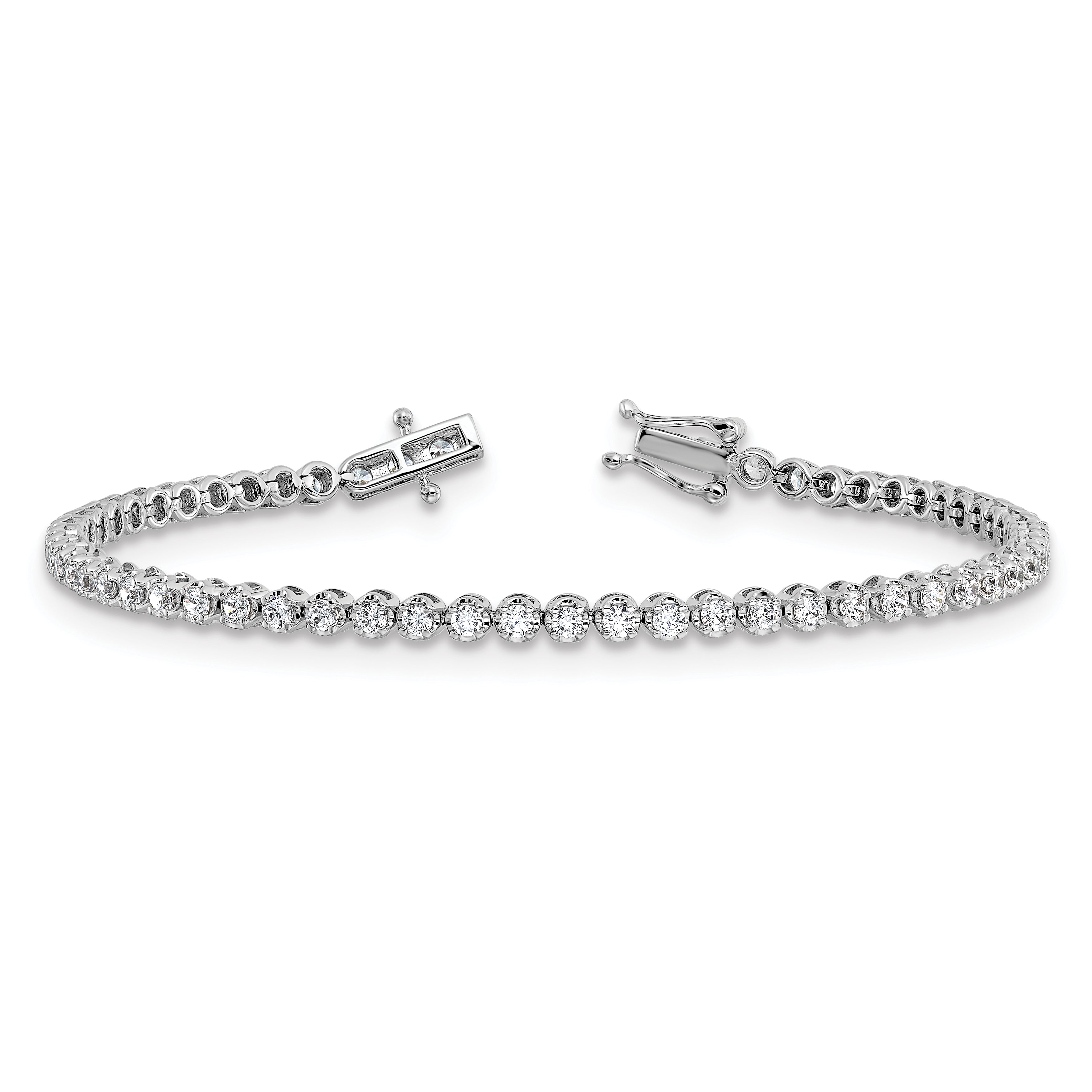 14k White Gold 2 carat Lab Grown Diamond VS/SI+ G+ Round Tennis Bracelet