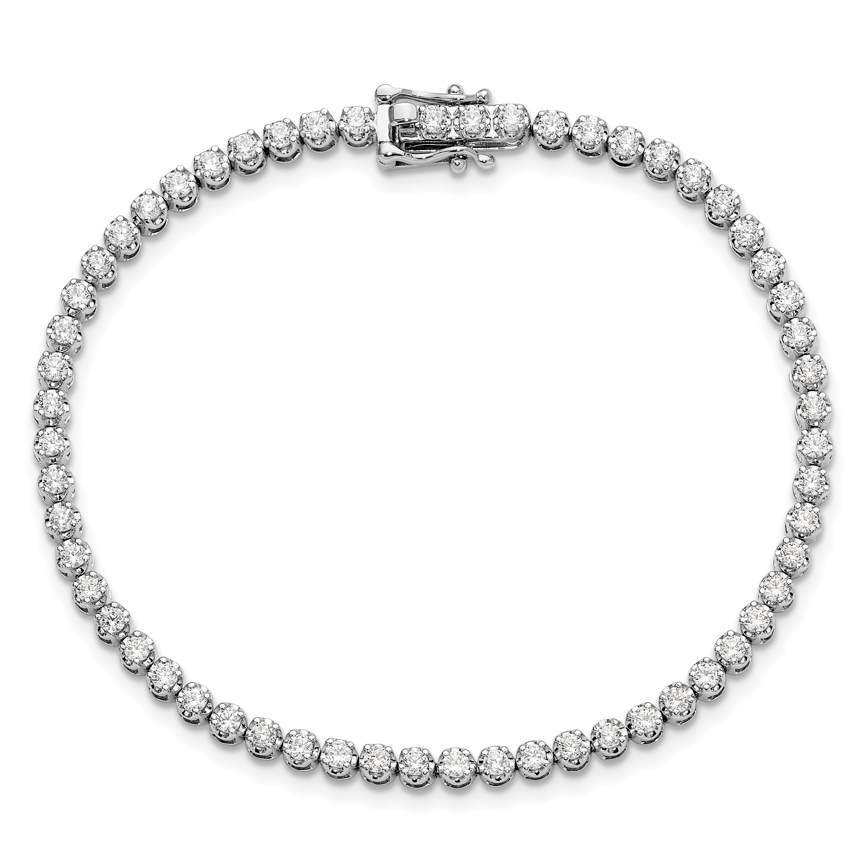14k White Gold 2 carat Lab Grown Diamond VS/SI+ G+ Round Tennis Bracelet