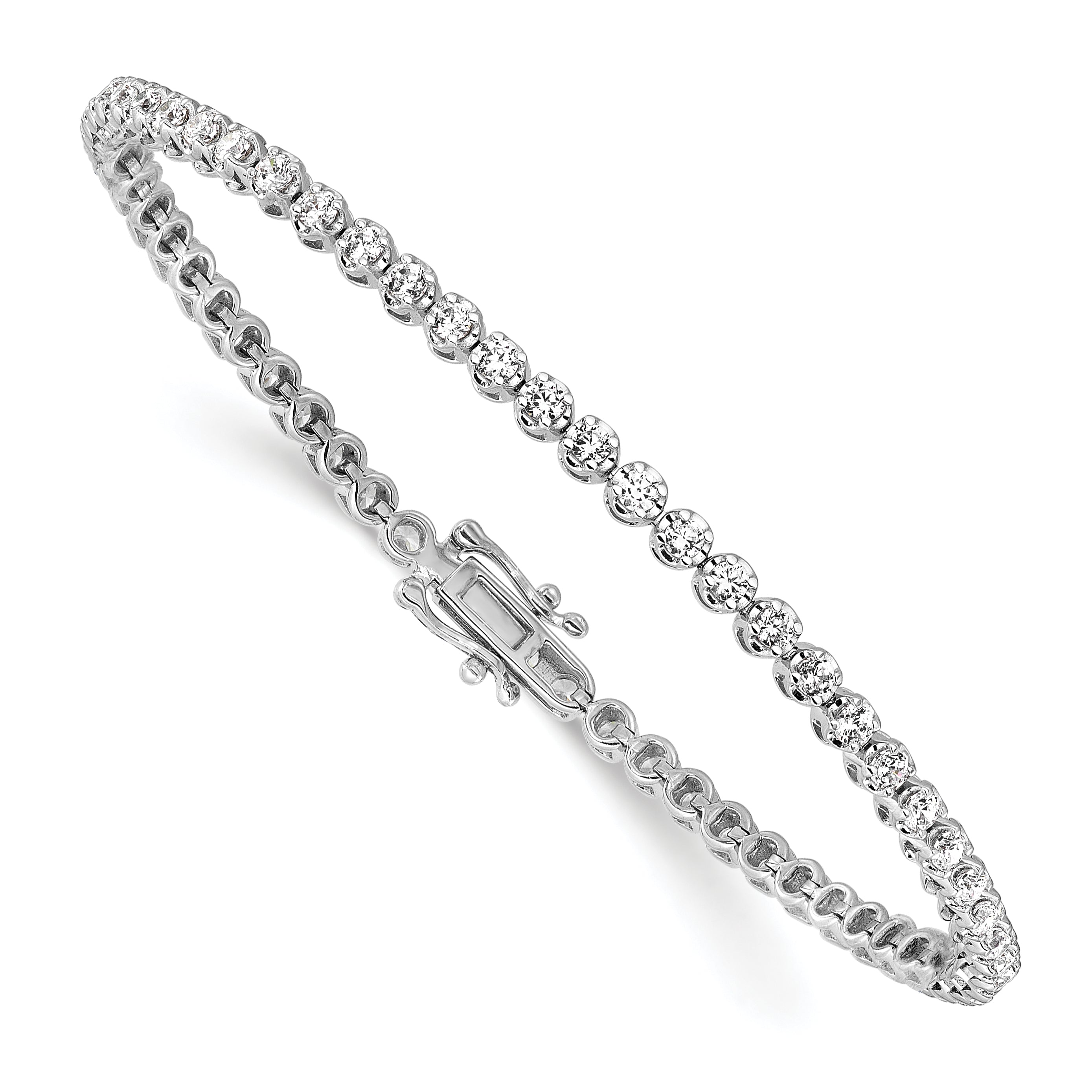 14k White Gold 2 carat Lab Grown Diamond VS/SI+ G+ Round Tennis Bracelet