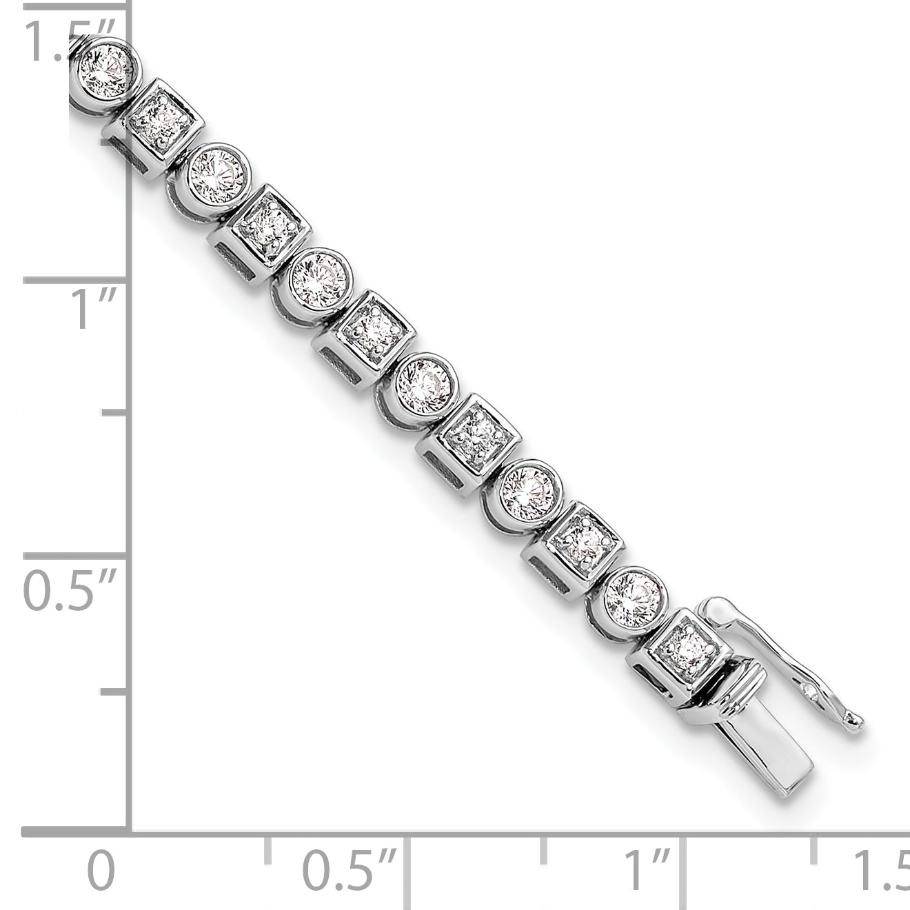 14k White Gold 2 1/8 carat Lab Grown Diamond VS/SI+ G+ 6.75 inch Fancy Shapes Bracelet