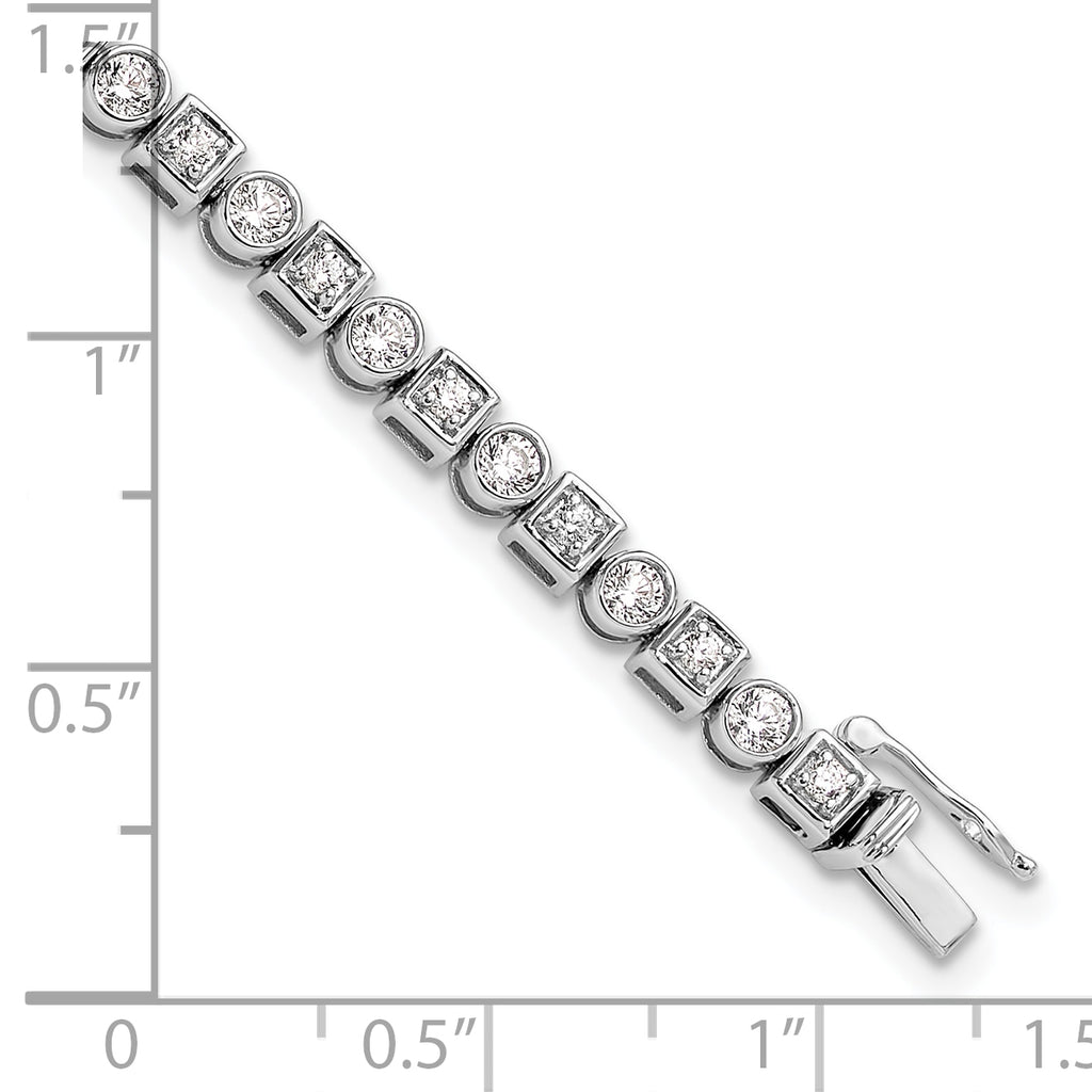 14k White Gold 2 1/8 carat Lab Grown Diamond VS/SI+ G+ 6.75 inch Fancy Shapes Bracelet