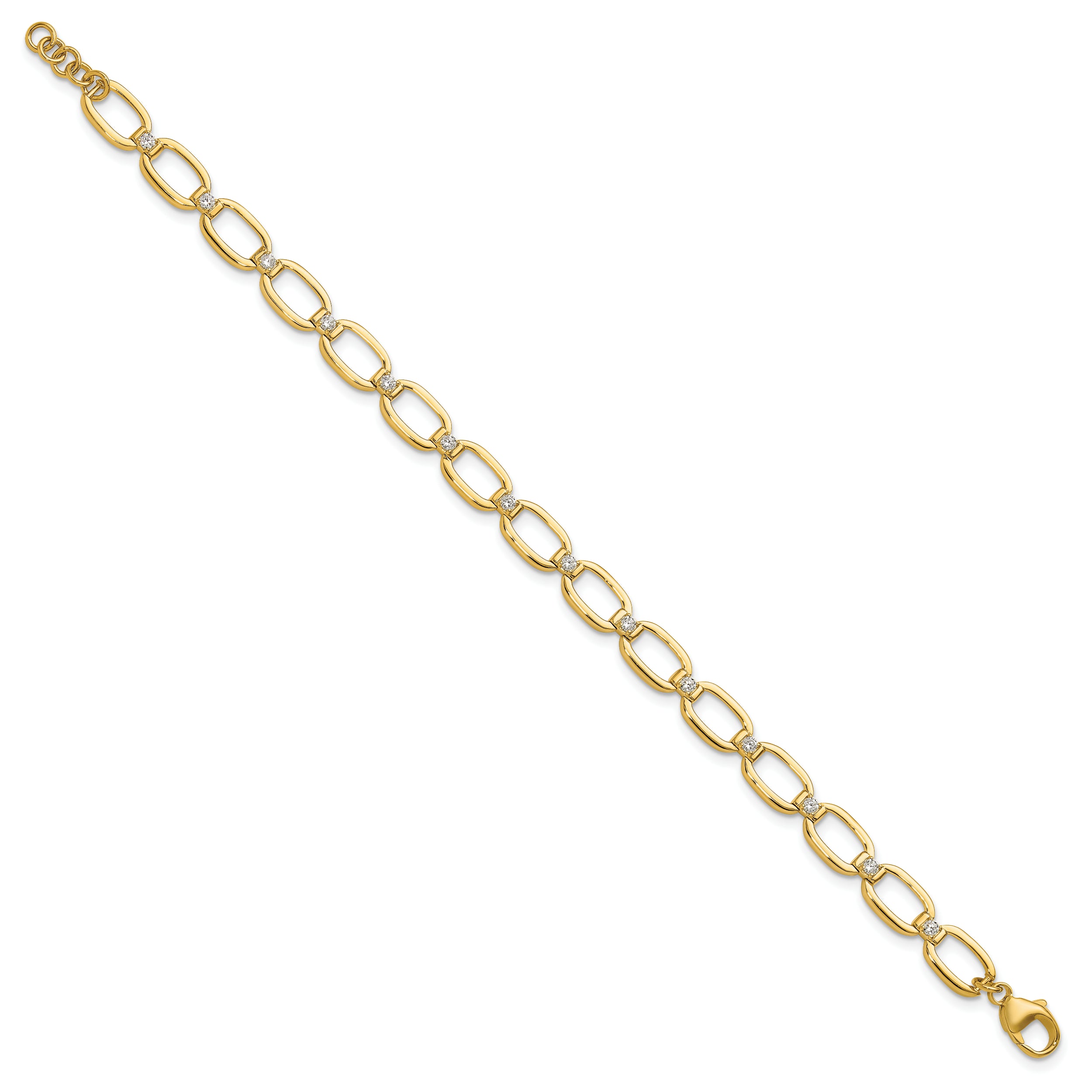 14k 1/2 carat Lab Grown Diamond VS/SI+ G+ Oval Link 6.75 inch with .25 inch extention Bracelet