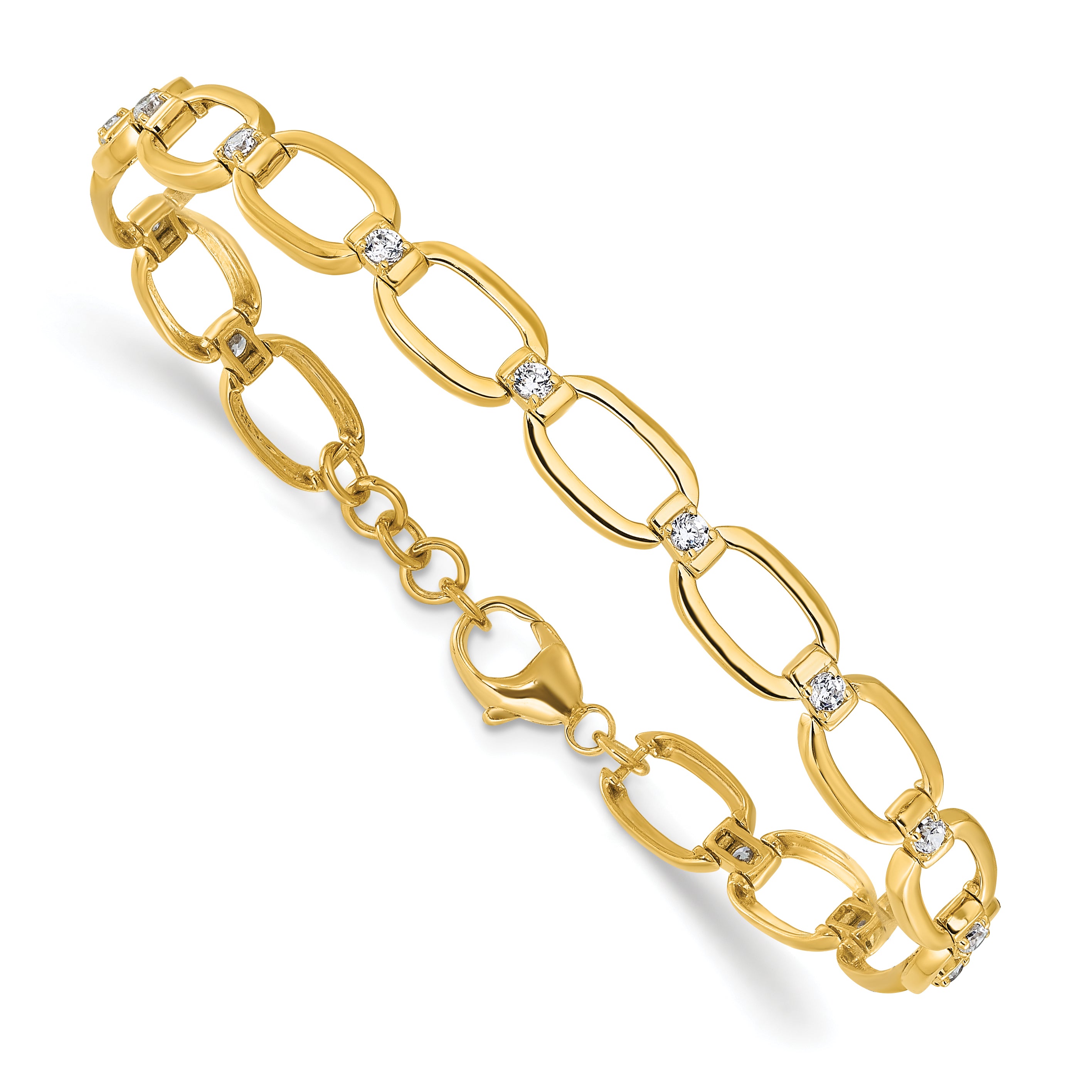 14k 1/2 carat Lab Grown Diamond VS/SI+ G+ Oval Link 6.75 inch with .25 inch extention Bracelet