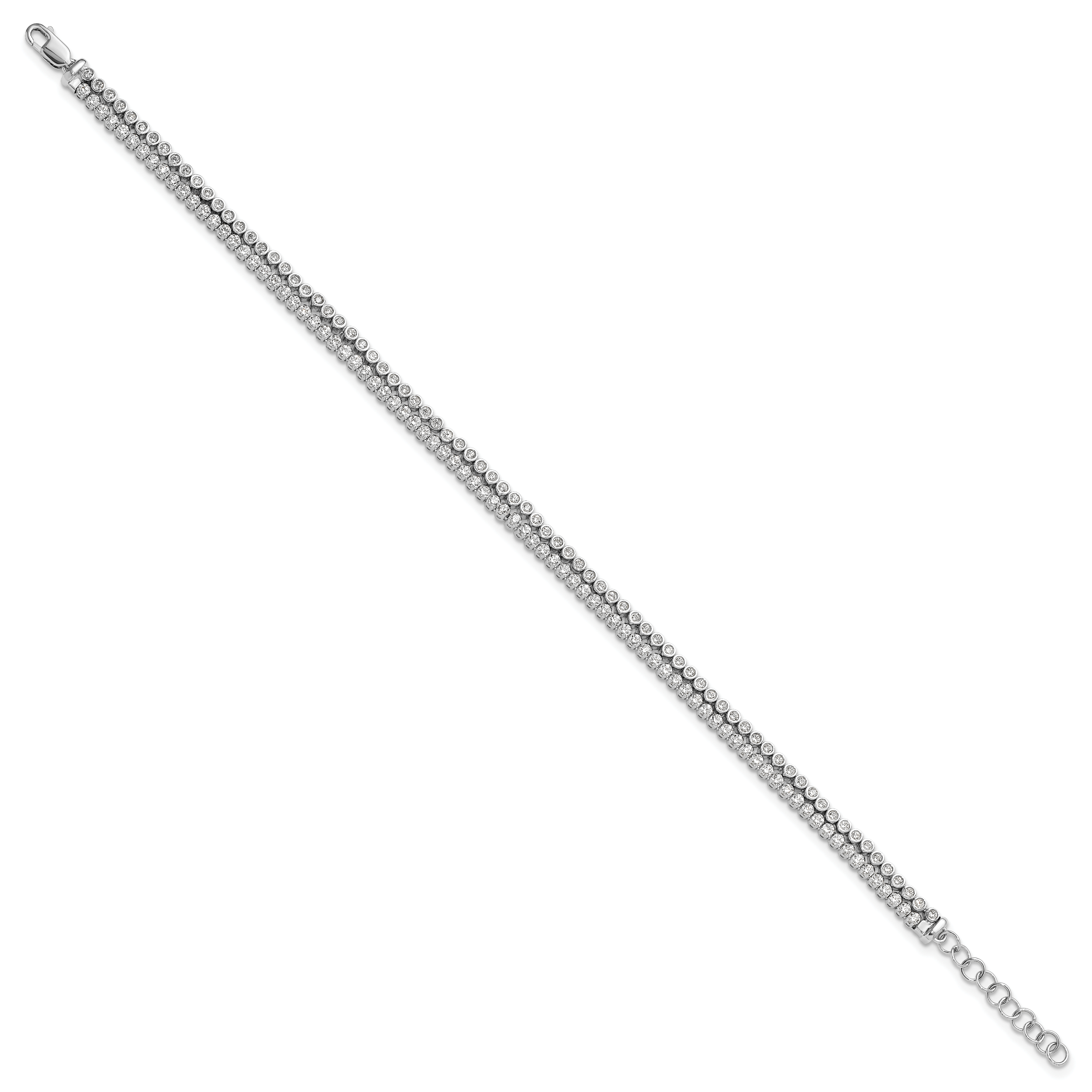 14k White Gold 2 7/8 carat Lab Grown Diamond VS/SI+ G+ Double Strand 7 inch with 1 inch extention Bracelet Secondary image