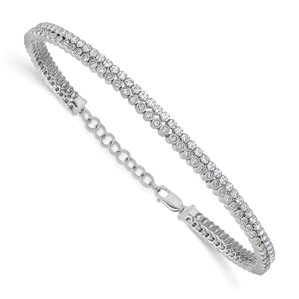 14k White Gold 2 7/8 carat Lab Grown Diamond VS/SI+ G+ Double Strand 7 inch with 1 inch extention Bracelet
