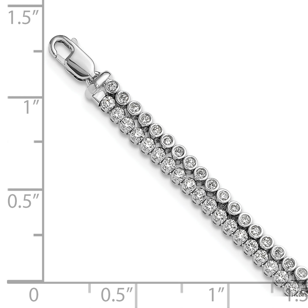 14k White Gold 2 7/8 carat Lab Grown Diamond VS/SI+ G+ Double Strand 7 inch with 1 inch extention Bracelet