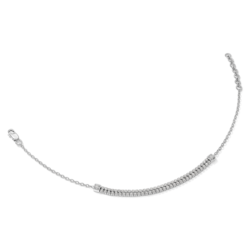 14k White Gold 1 3/8 carat Lab Grown Diamond VS/SI+ G+ Complete Fashion Link Bracelet - Sophia Jewelers