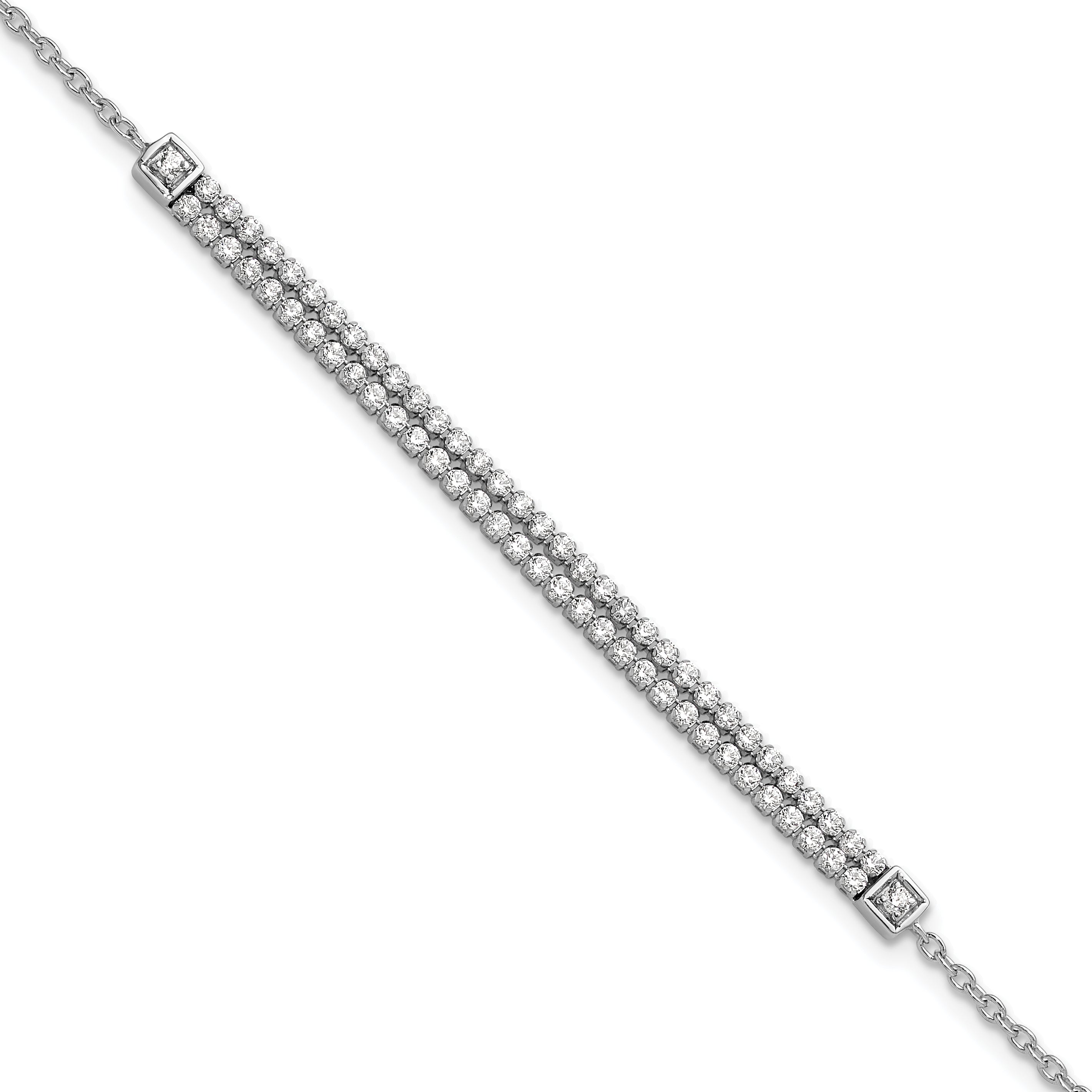 14k White Gold 1 carat Lab Grown Diamond VS/SI+ G+ 6.5 inch with 1 inch extention Bracelet Main image