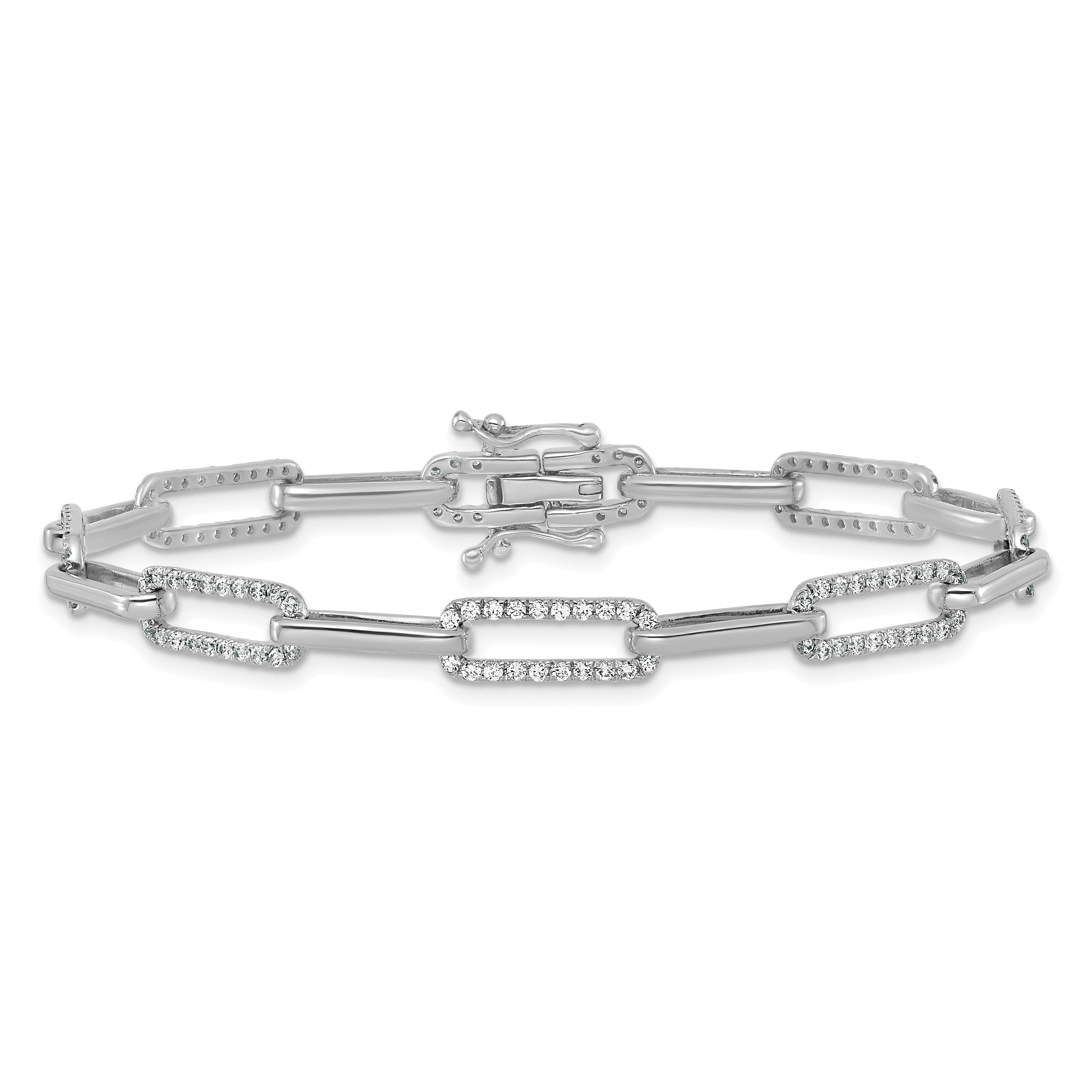 14k White Gold 1 3/8 carat Lab Grown Diamond VS/SI+ G+ Complete Fashion Link Bracelet - Sophia Jewelers