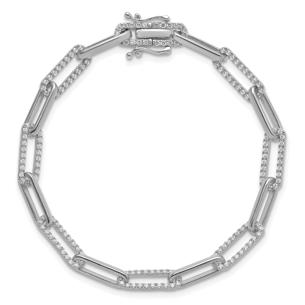 14k White Gold 1 3/8 carat Lab Grown Diamond VS/SI+ G+ Complete Fashion Link Bracelet - Sophia Jewelers
