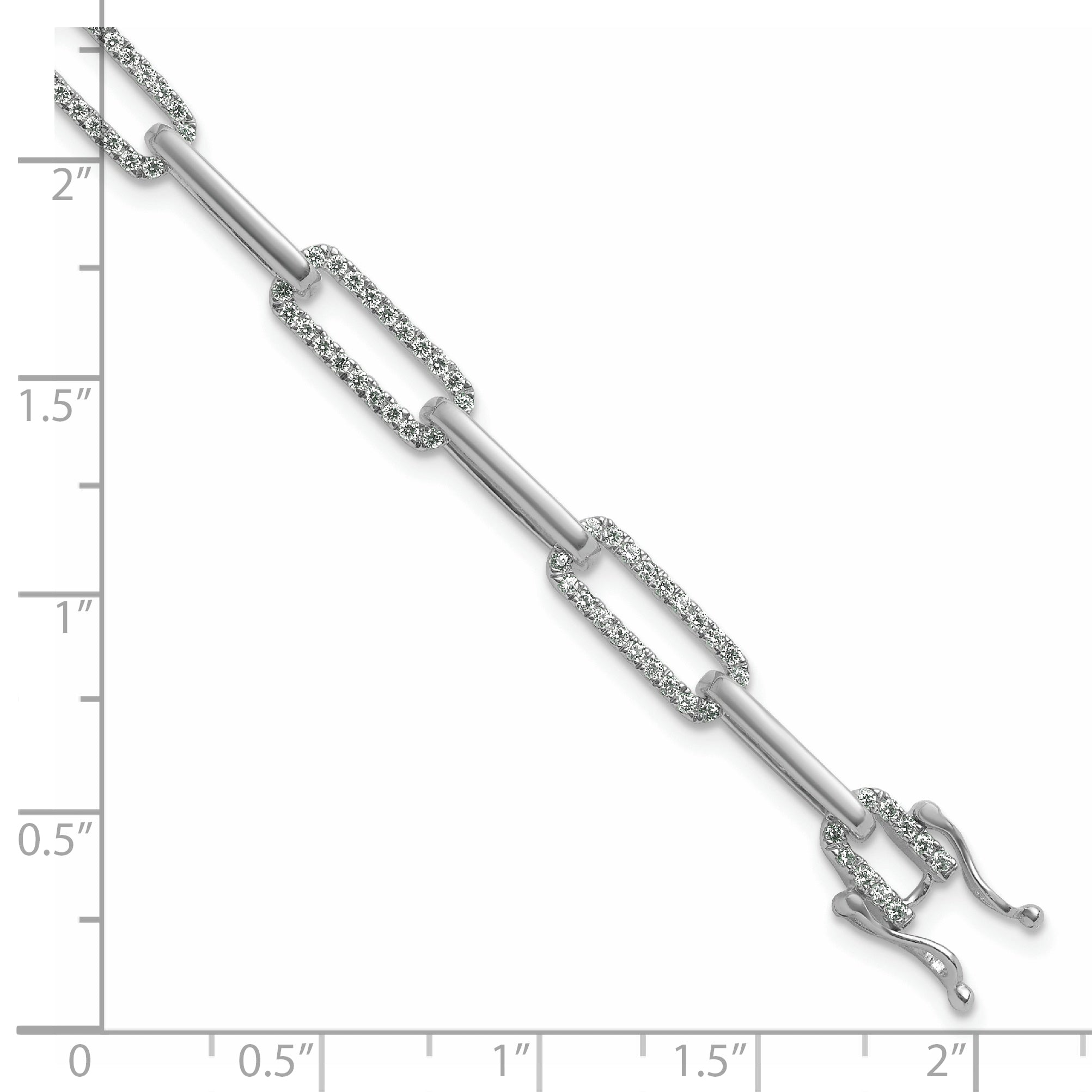 14K White Gold Polished Complete 1.4 carat Diamond Paperclip Link 7 inch Bracelet - Sophia Jewelers