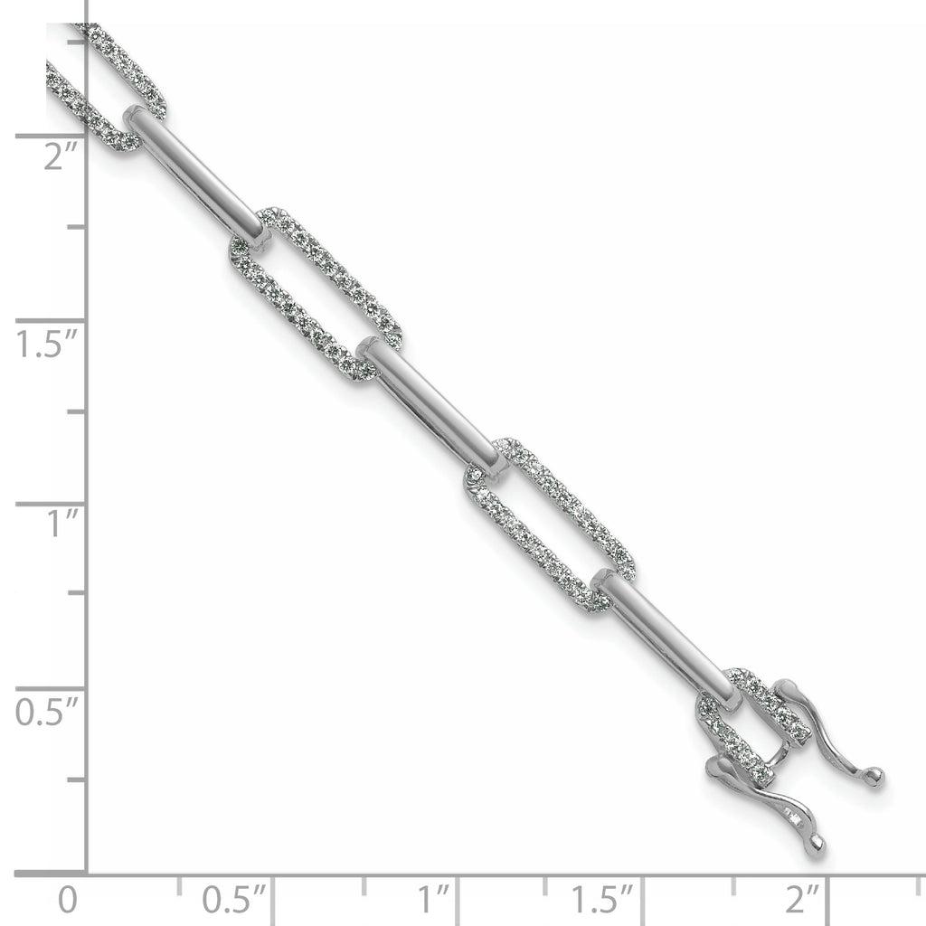 14k White Gold 1 3/8 carat Lab Grown Diamond VS/SI+ G+ Complete Fashion Link Bracelet - Sophia Jewelers